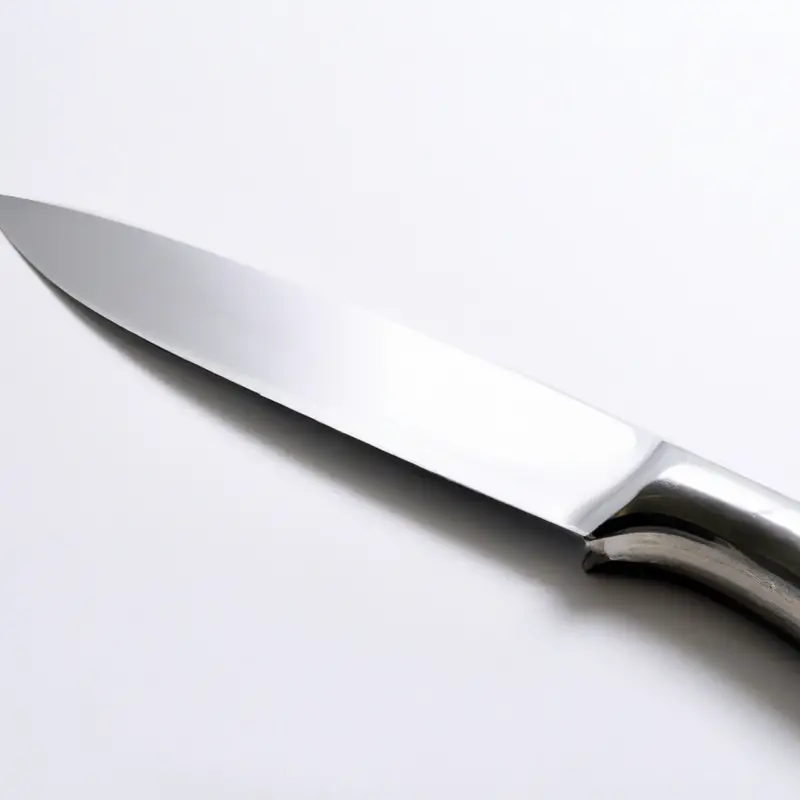 Santoku knife cutting meat.