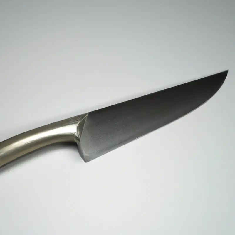 Sharp knife on cutting board.