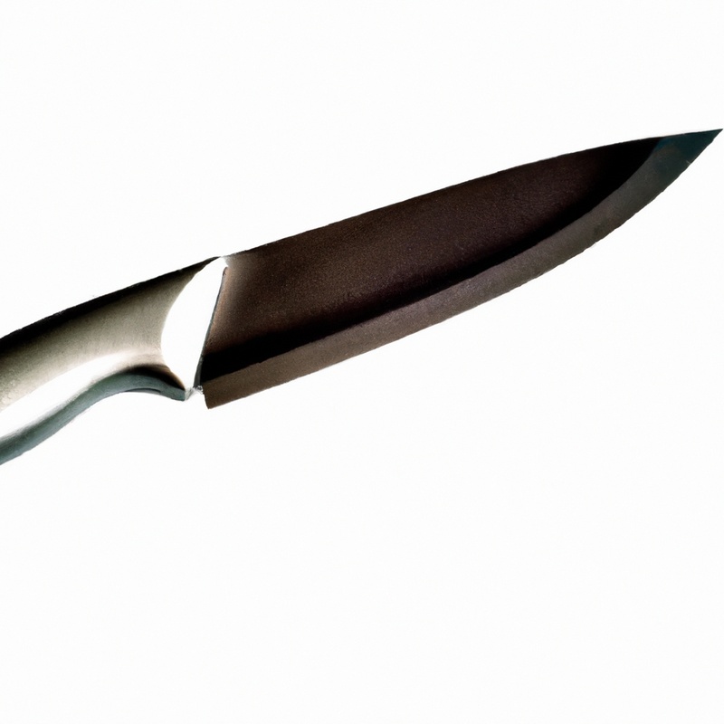 Serrated knife cutting kohlrabi.