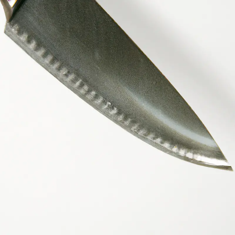 Serrated knife cutting pastry.