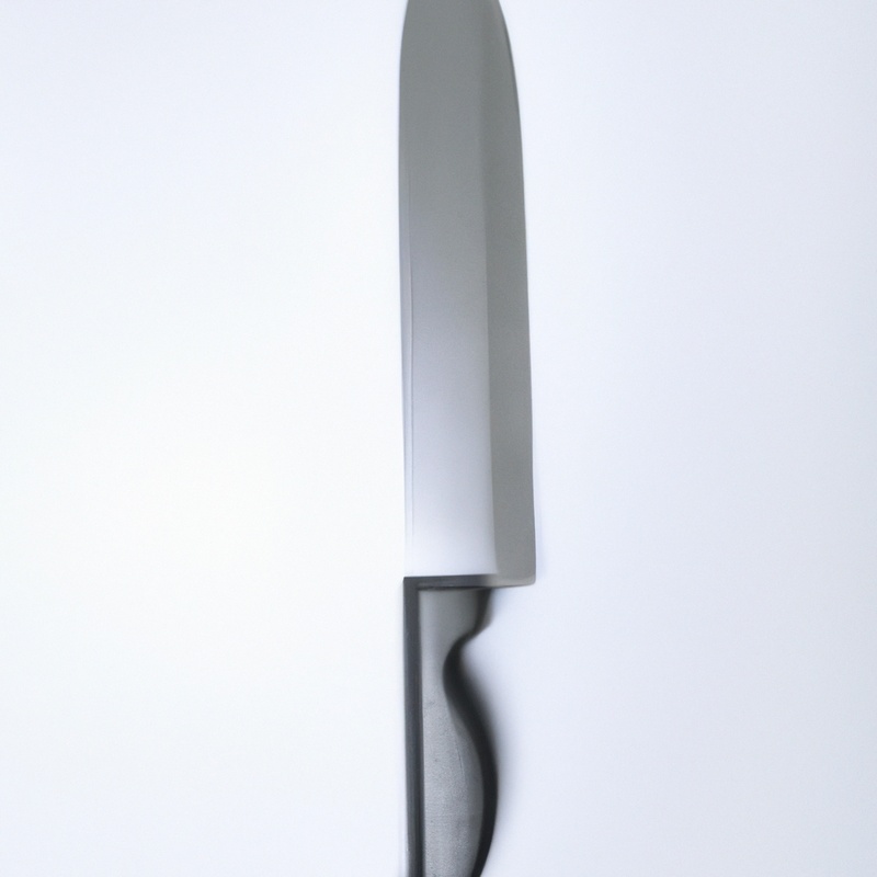 Serrated knife slices through bread.