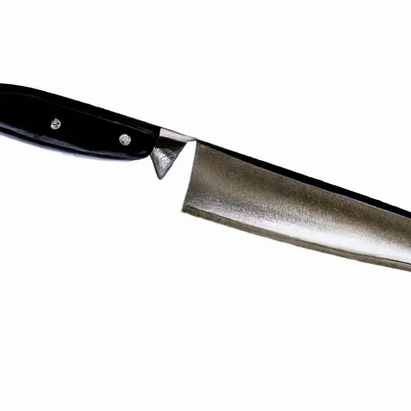 Serrated knife slicing bread.