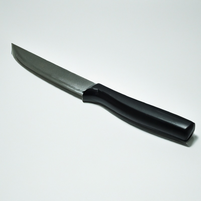 Serrated knife slicing celeriac