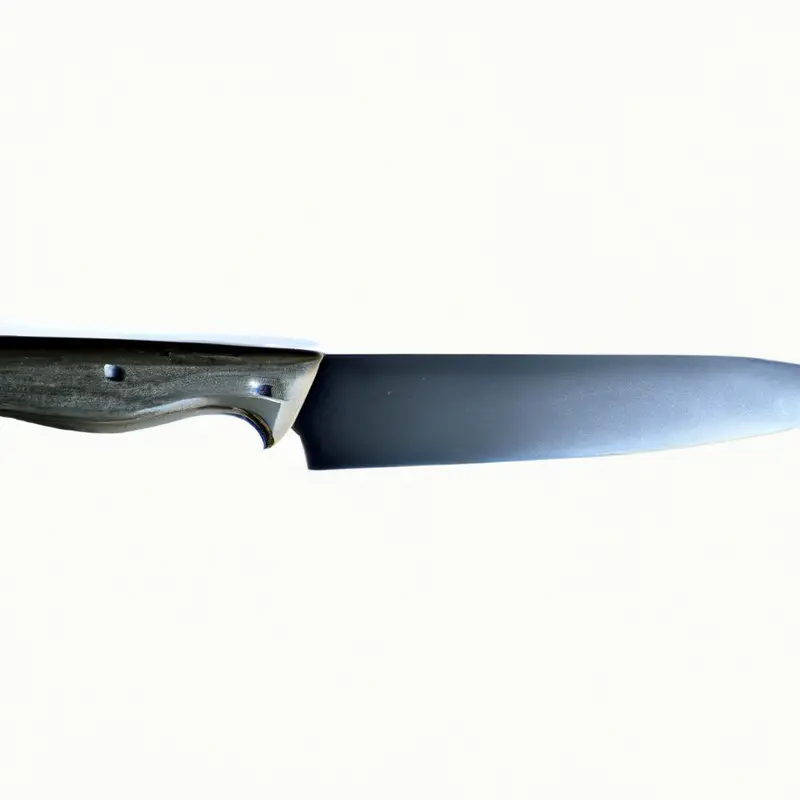 Serrated knife slicing crusty sourdough.