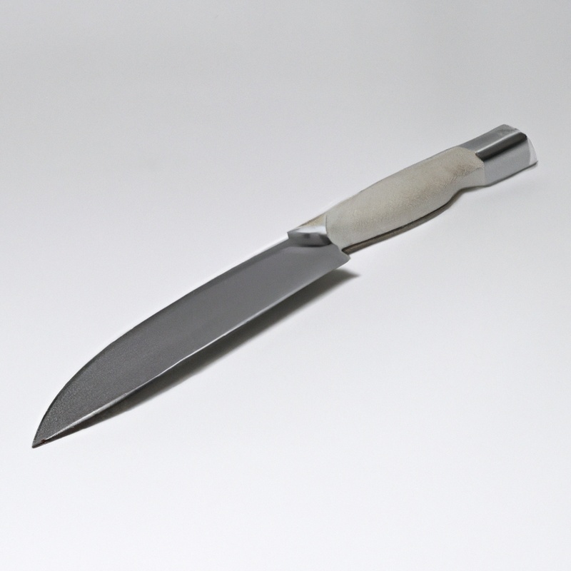 Serrated knife slicing crusty tart.