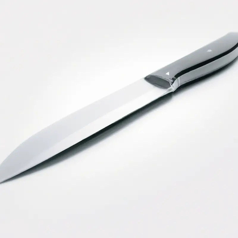 Serrated stainless steel knife blade.
