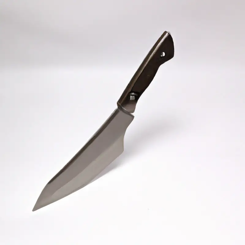 Sharp knife on cutting board.