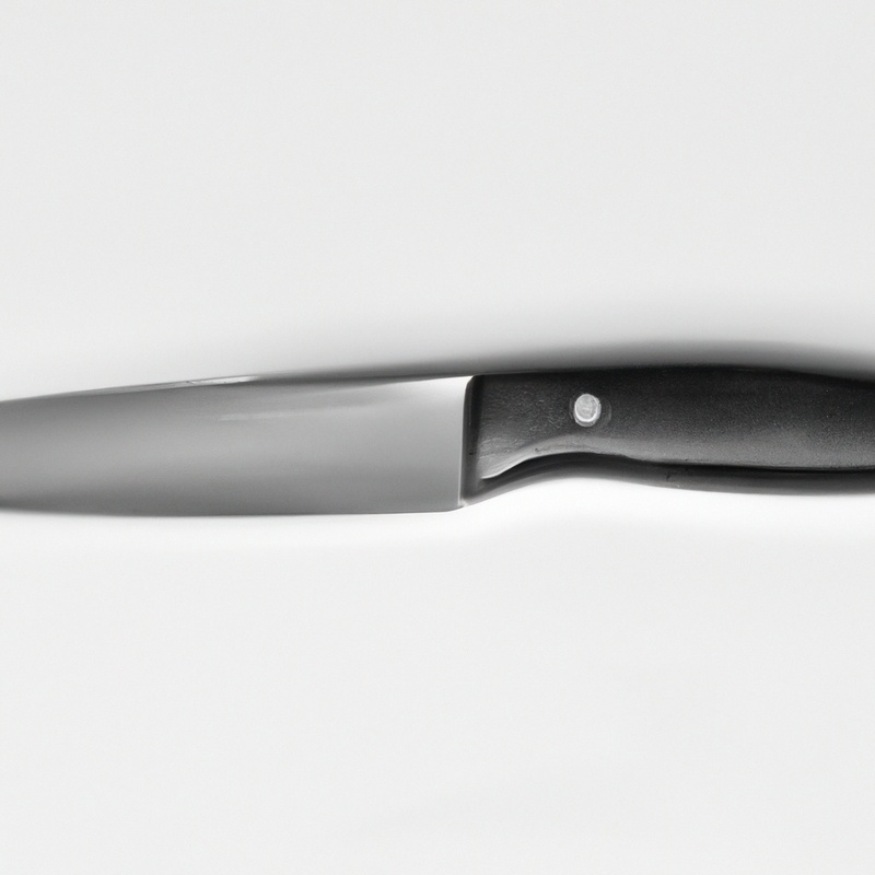 Sharp serrated knife cutting bread.