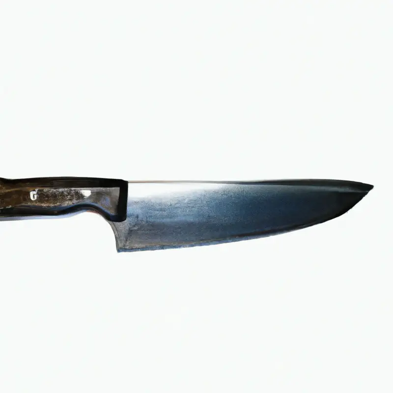 Sharp serrated knife slicing greens