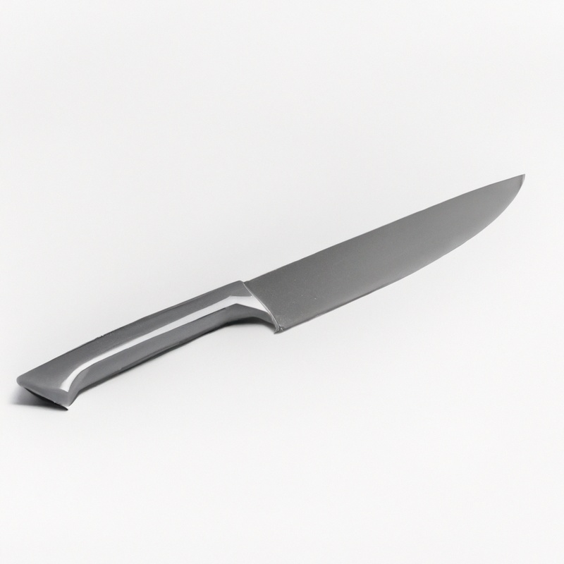 Sharp serrated knife slicing kohlrabi.