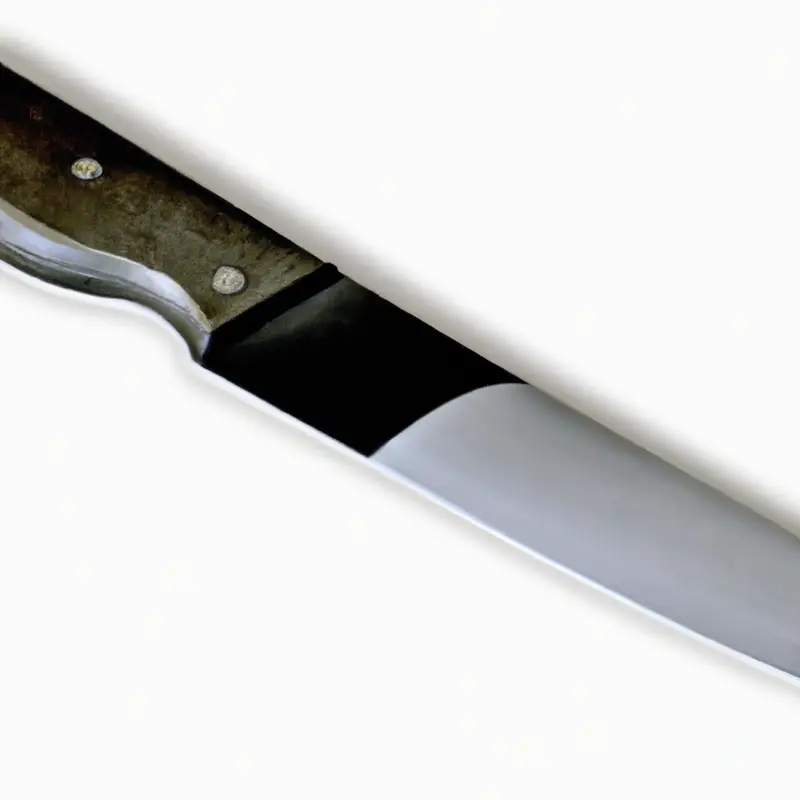 Sharp serrated knife slicing through lettuce.