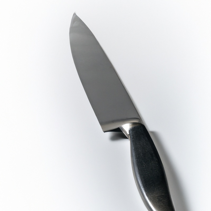 Sharp stainless steel boning knife.