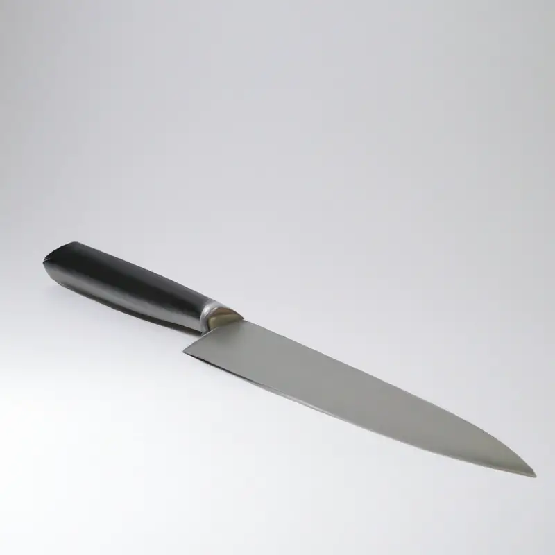 Sharp stainless steel knife cutting vegetables