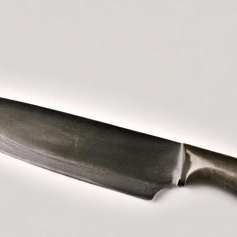 Sharp stainless steel knife on grid cutting board