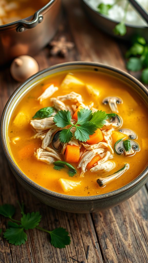 Asian-inspired Ginger and Turmeric Chicken Soup