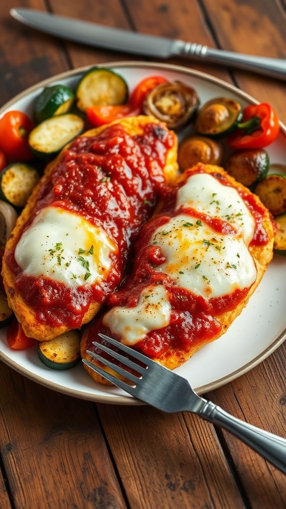 Baked Chicken Parmesan with Roasted Vegetables  