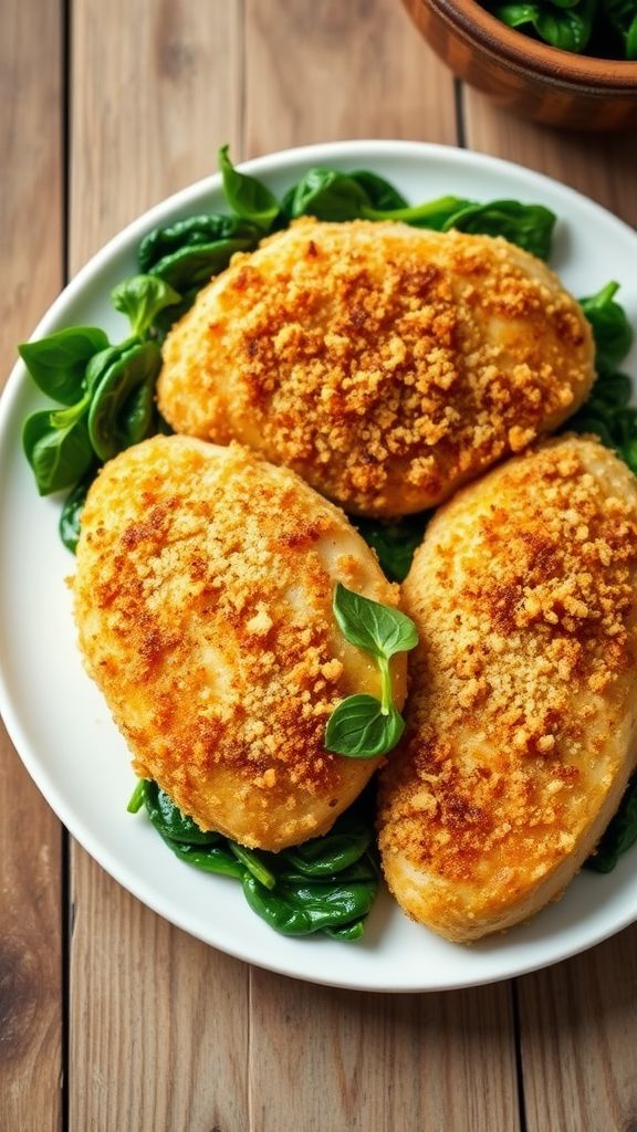 Baked Parmesan Chicken with Spinach