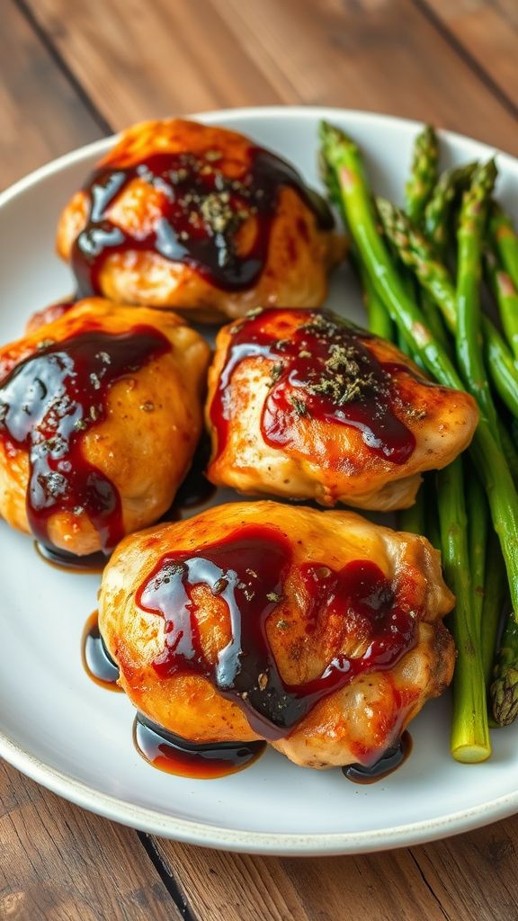 Balsamic Glazed Chicken Thighs with Asparagus