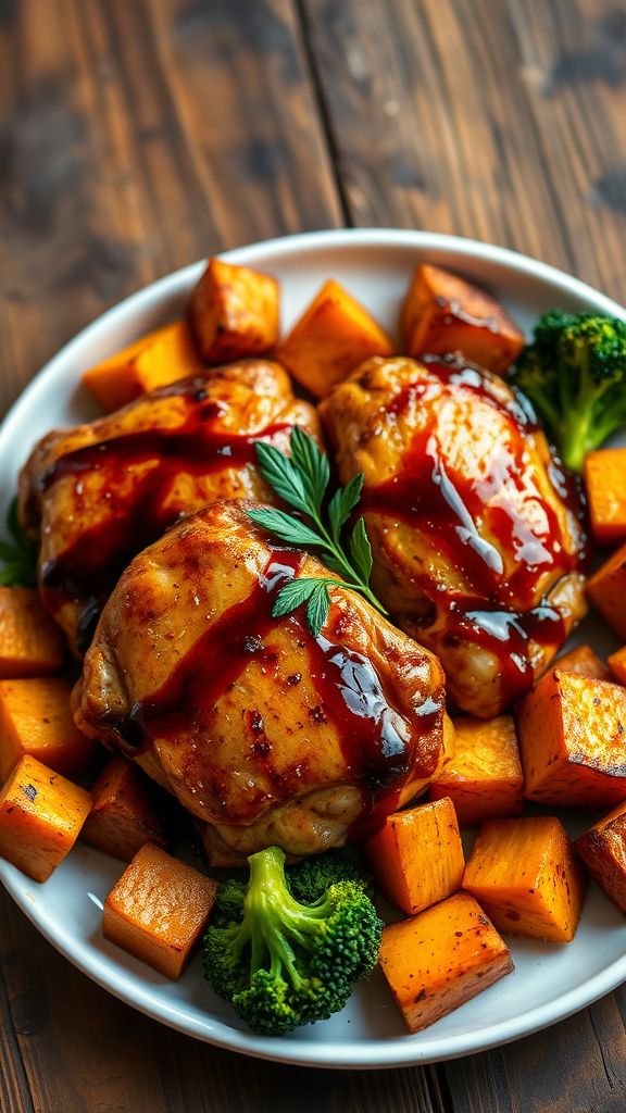 Balsamic Glazed Chicken Thighs with Roasted Vegetables  