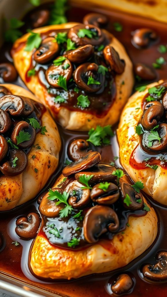 Balsamic Mushroom Chicken Bake  