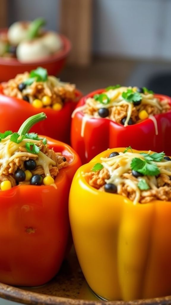 Barbecue Chicken Stuffed Bell Peppers