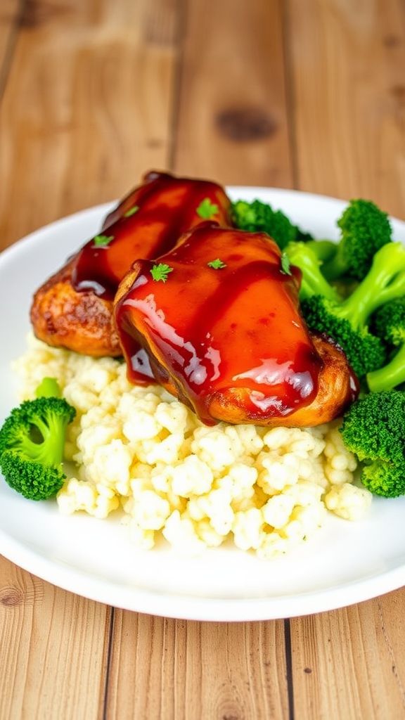 Barbecue Chicken with Cauliflower Rice