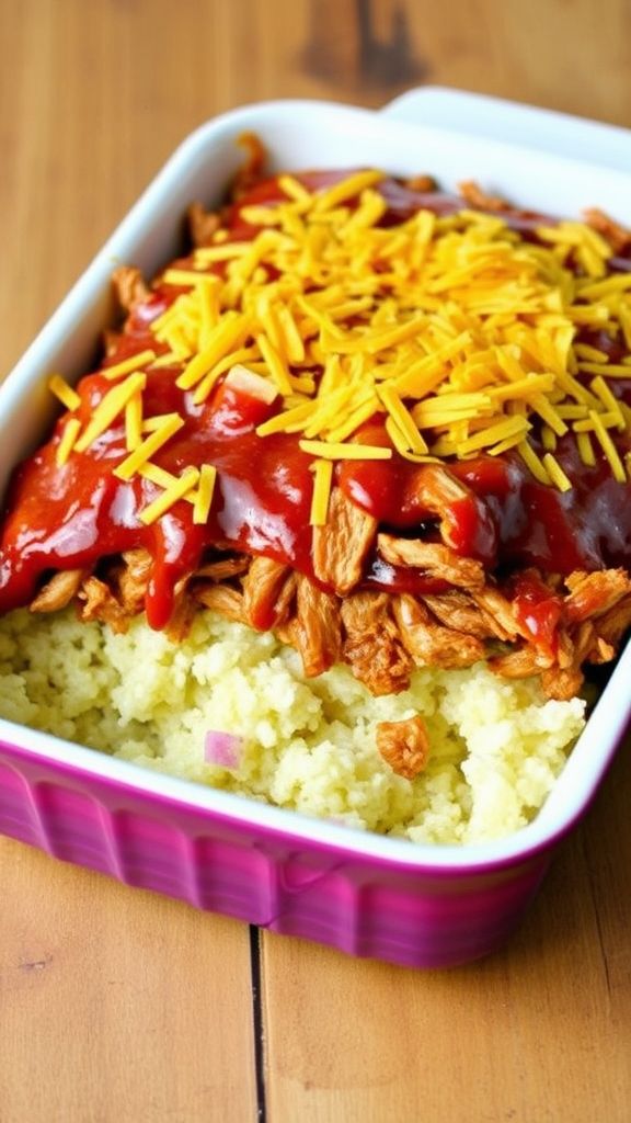 BBQ Chicken Cauliflower Rice Bake