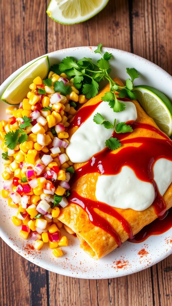 BBQ Chicken Enchiladas with Corn Salsa  