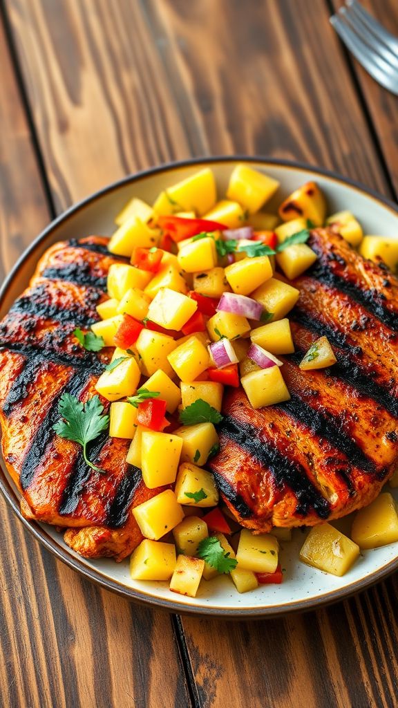 BBQ Chicken with Grilled Pineapple Salsa  