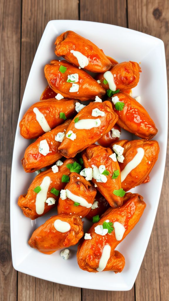 Buffalo Blue Cheese Drizzled Wings  