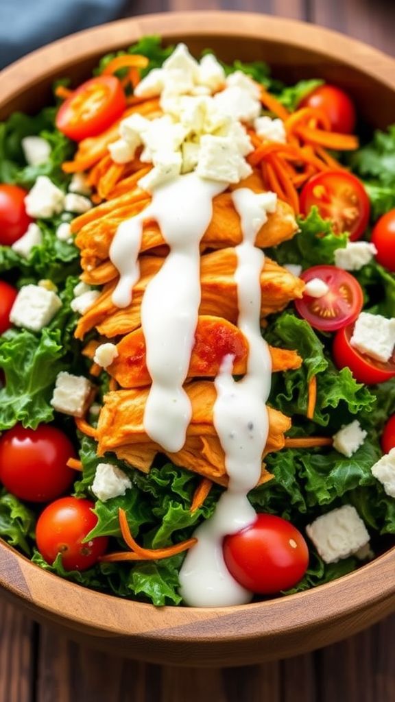 Buffalo Chicken Kale Salad with Ranch Dressing