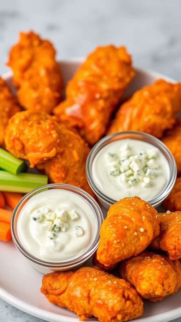 Buffalo Chicken Tenders with Blue Cheese Dip  