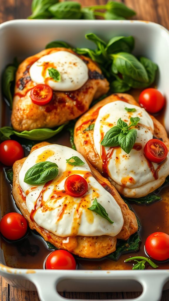 Caprese Chicken Bake with Spinach  