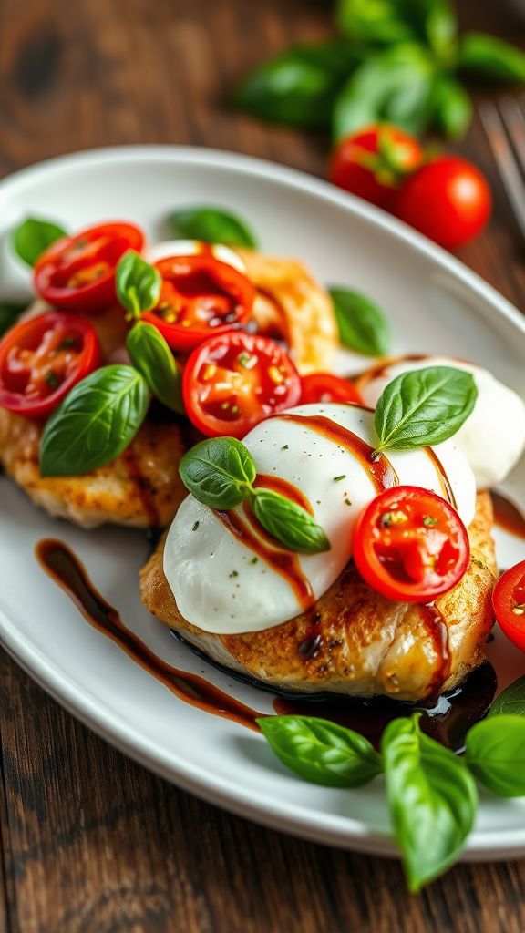 Caprese Chicken with Basil and Tomato  