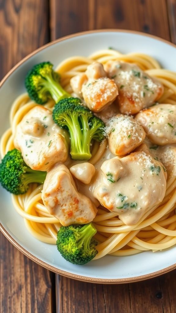 Chicken and Broccoli Alfredo with Cauliflower Pasta  