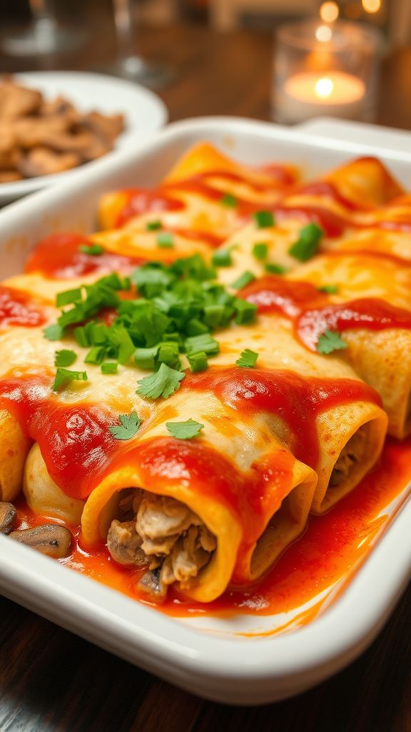 Chicken and Mushroom Enchiladas  