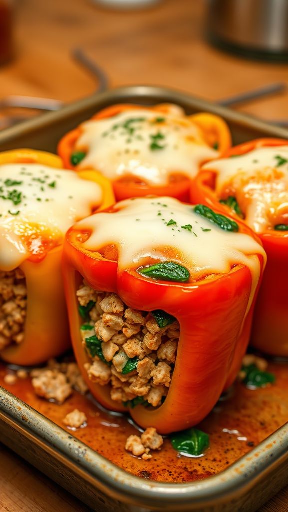 Chicken and Spinach Stuffed Peppers