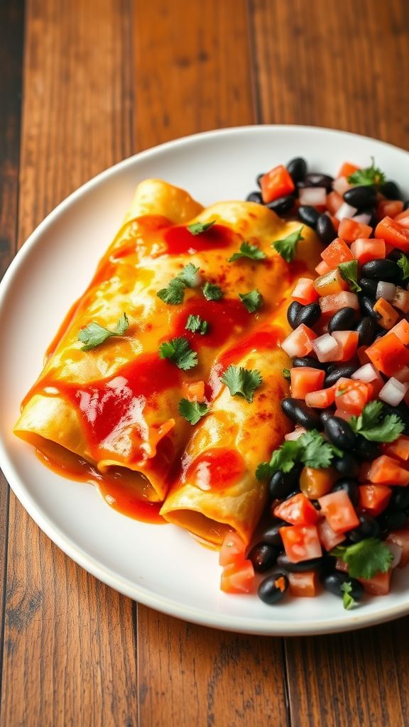 Chicken Enchiladas with Black Bean Salsa  