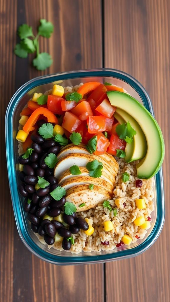 Chicken Fajita Rice and Bean Meal Prep Bowl