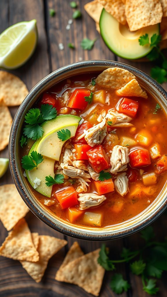 Cilantro Lime Chicken Tortilla Soup  