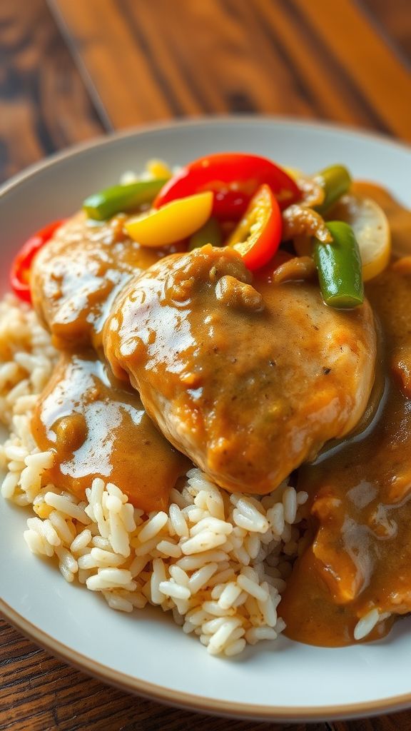 Classic Southern Style Smothered Chicken & Rice  