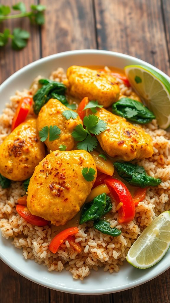 Coconut Curry Chicken with Brown Rice  