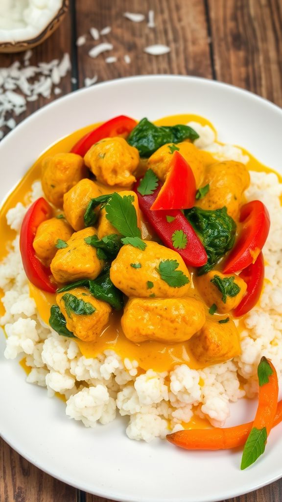 Coconut Curry Chicken with Cauliflower Rice  