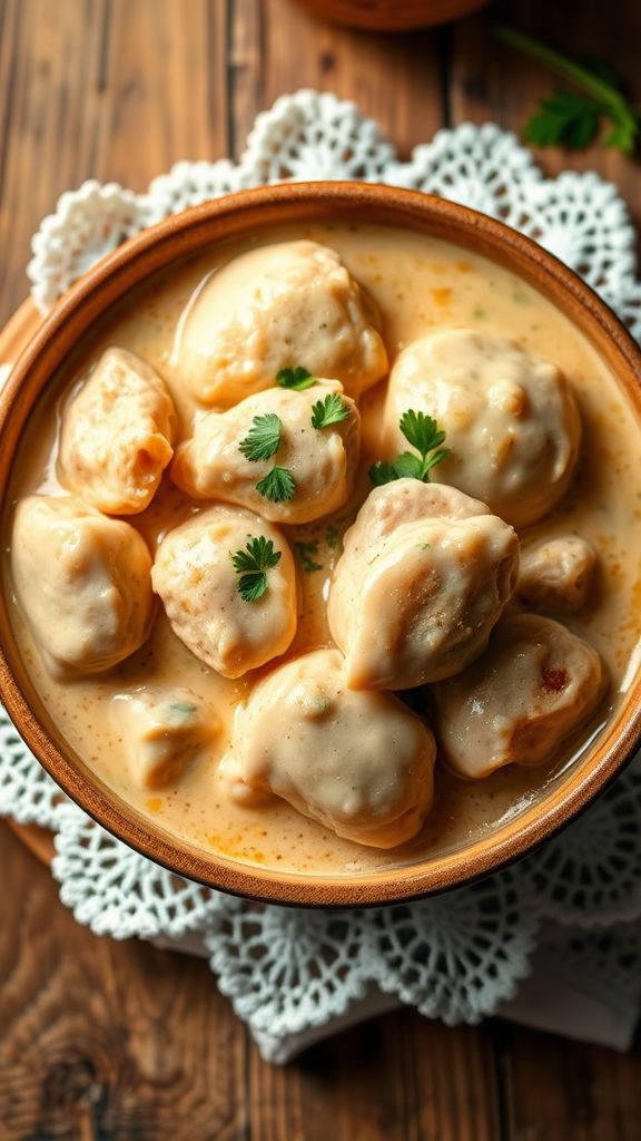 Creamy Garlic Chicken and Dumplings  