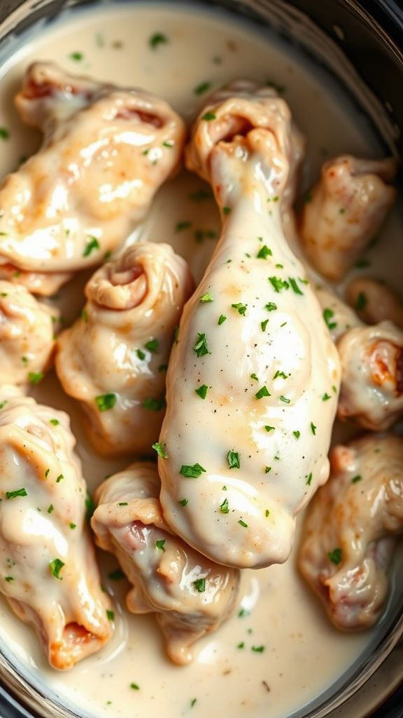 Creamy Garlic Herb Crockpot Wings  