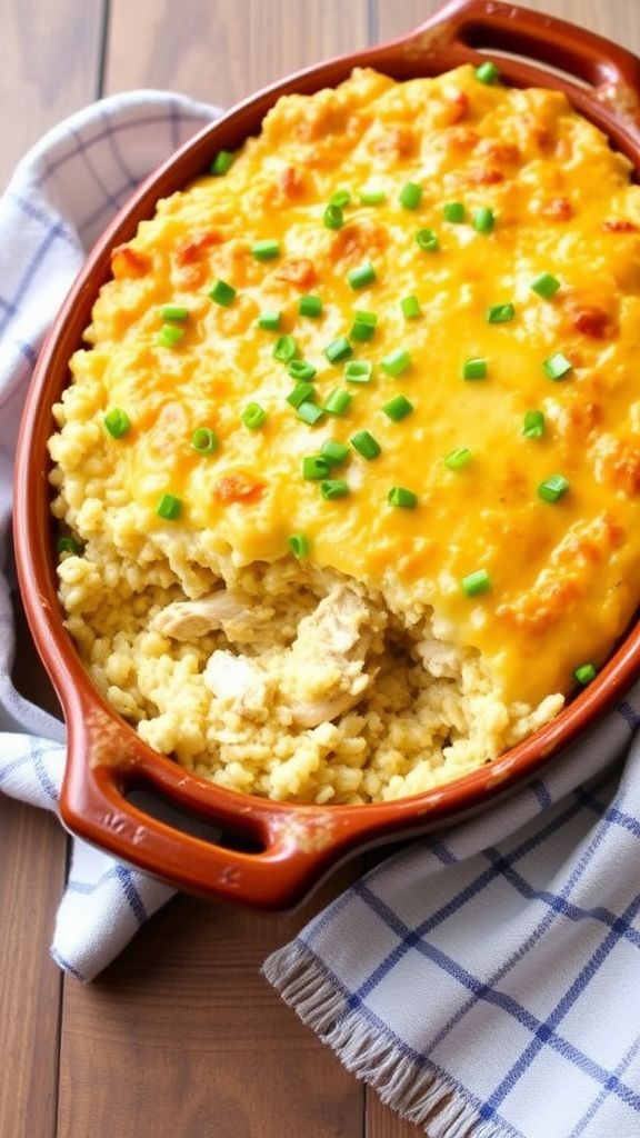 Creamy Southern Chicken and Cheesy Rice Bake  