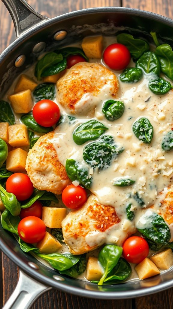 Creamy Spinach and Chicken Skillet