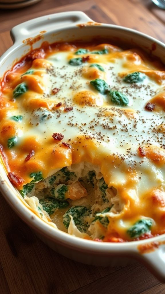 Creamy Spinach Chicken Parmesan Casserole  