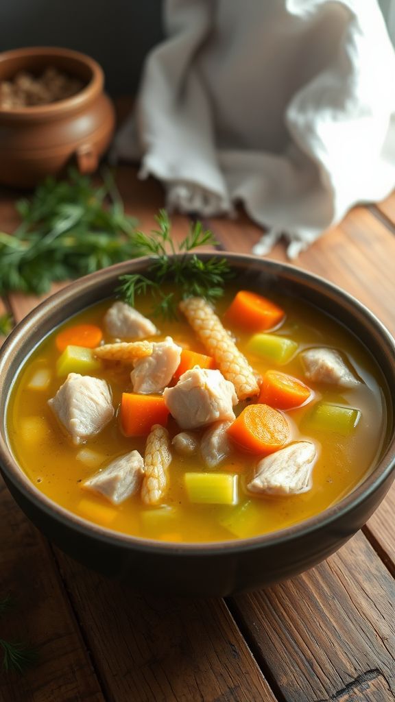 Dill and Celery Chicken Soup with Rice  