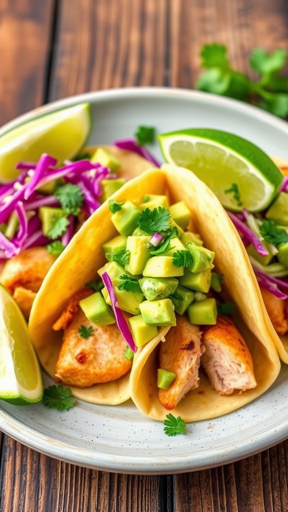 Easy Chicken Tacos with Avocado Slaw  